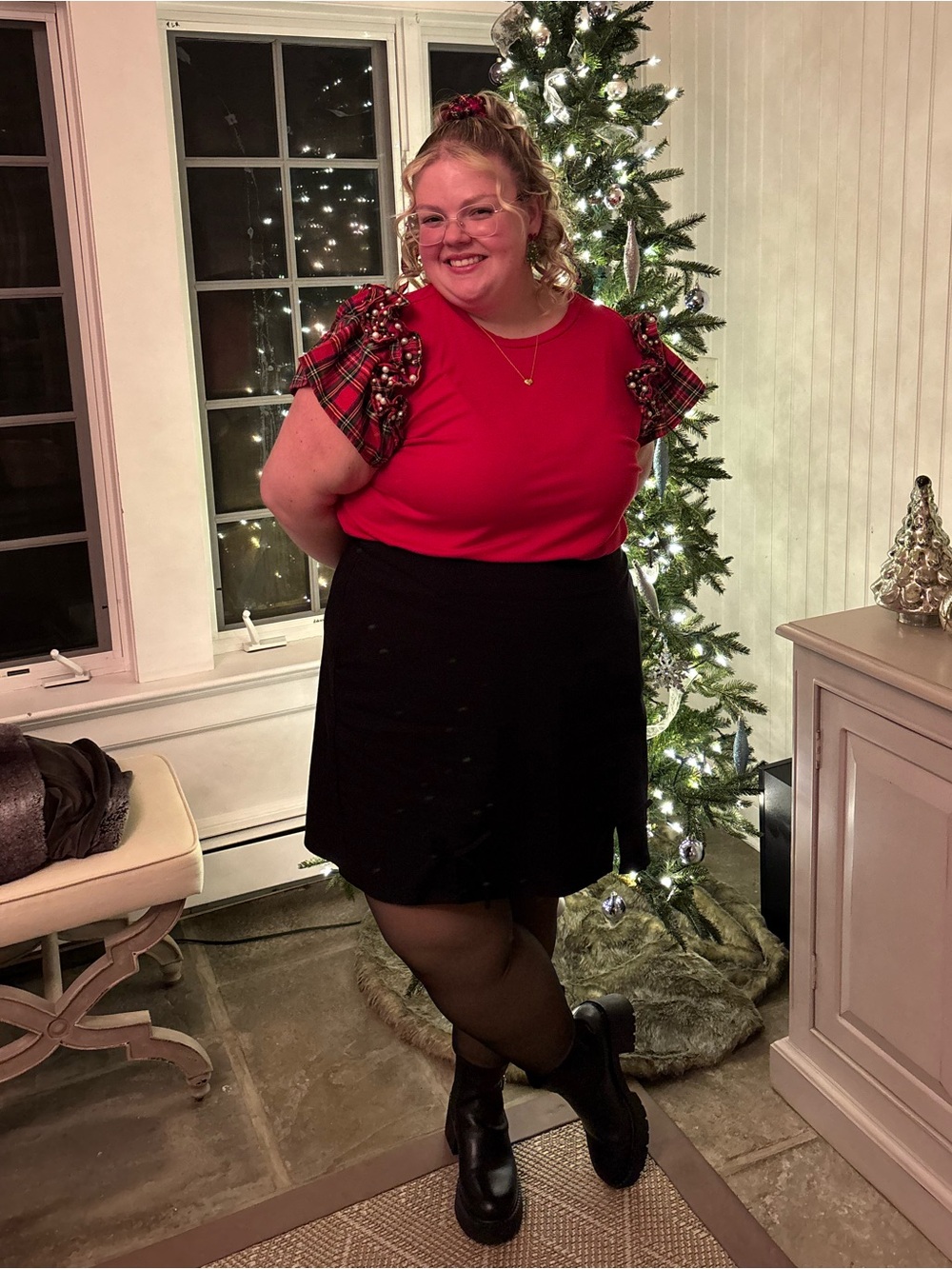 Torrid Black Skort with bow accents